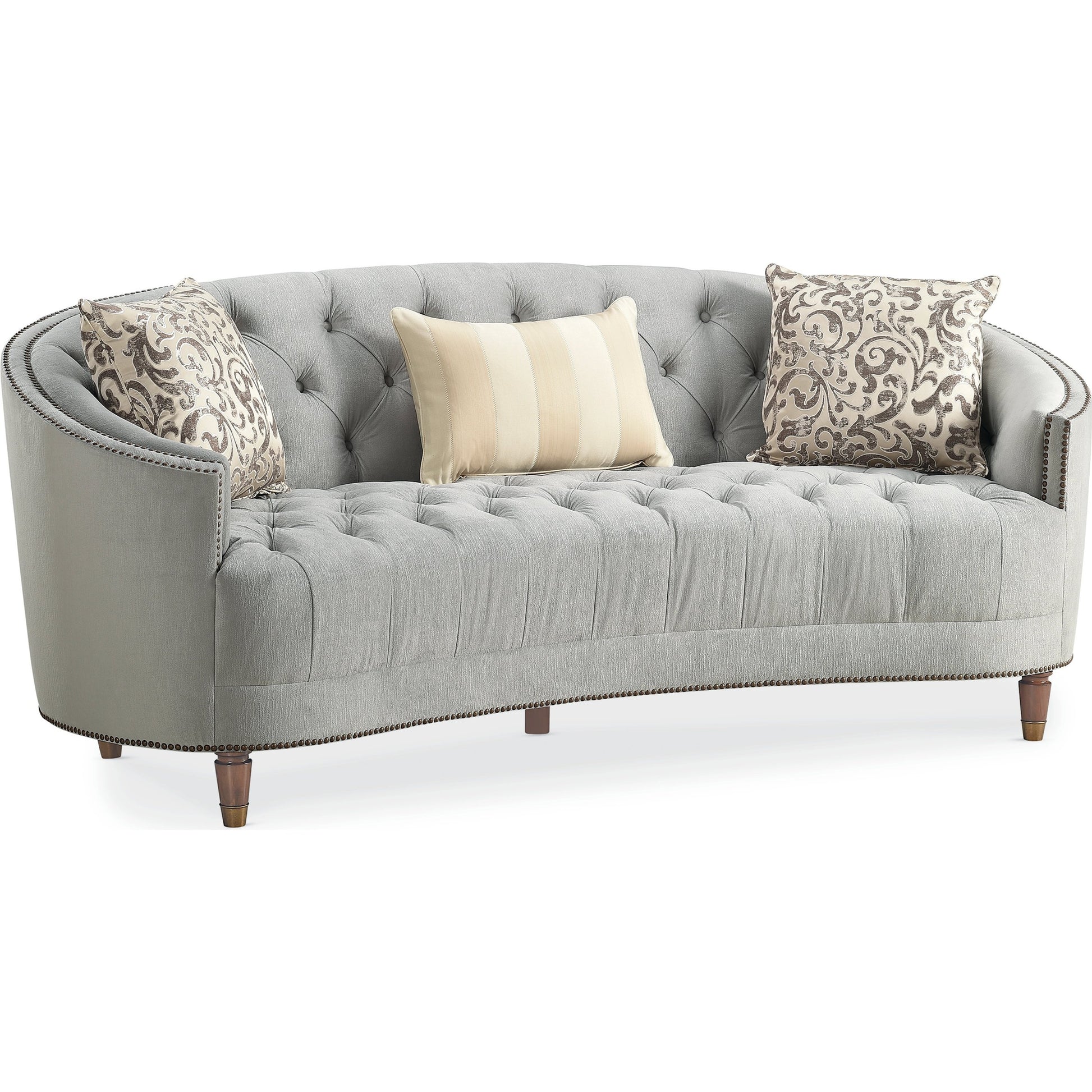 Classic Elegance Sofa by Caracole in powder blue and chestnut. Made from pine in a modern style.