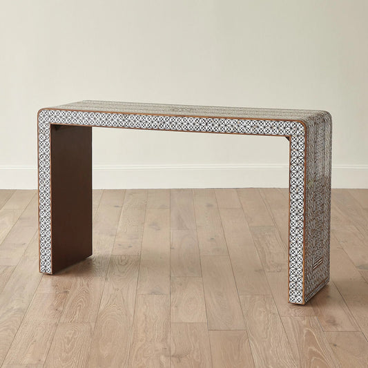Aravalli Console by Global Views. Made from recycled wood, mdf, resin, mother of pearl, pinctada margaritifera mother of pearl - wild shell from india in a eclectic & global style.