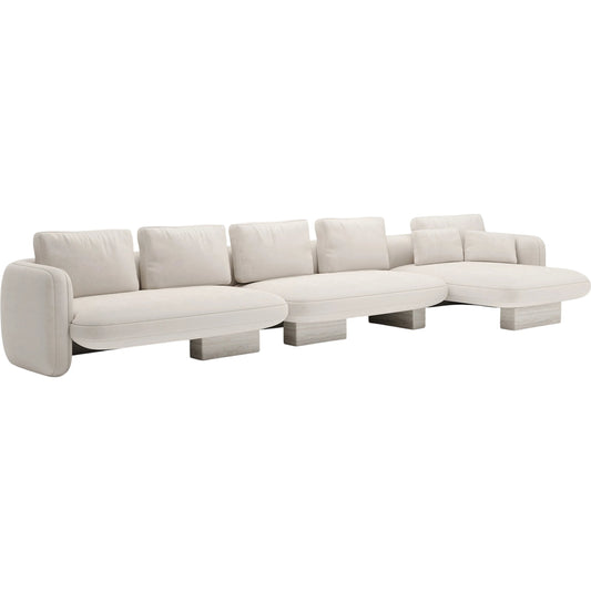 Overlap Chaise Sectional by Caracole in whisper of gold. Made from stone in a transitional style.