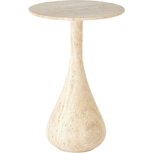 Dea Table by Global Views in travertine. Made from beige travertine in a unique style.