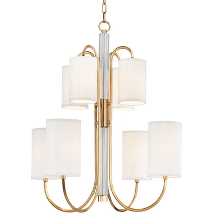 Junius Chandelier by Hudson Valley in polished nickel. Made from brass in a transitional style.
