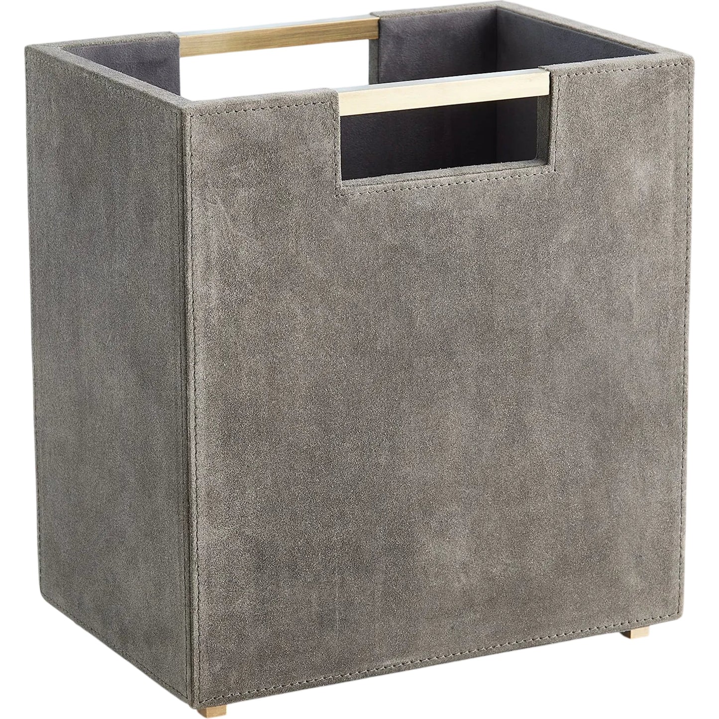 002 SI-2446117 | Primary Silo | Posh Wastebasket by Global Views. Made from mdf, cloth polysuede, brass in a unique style.