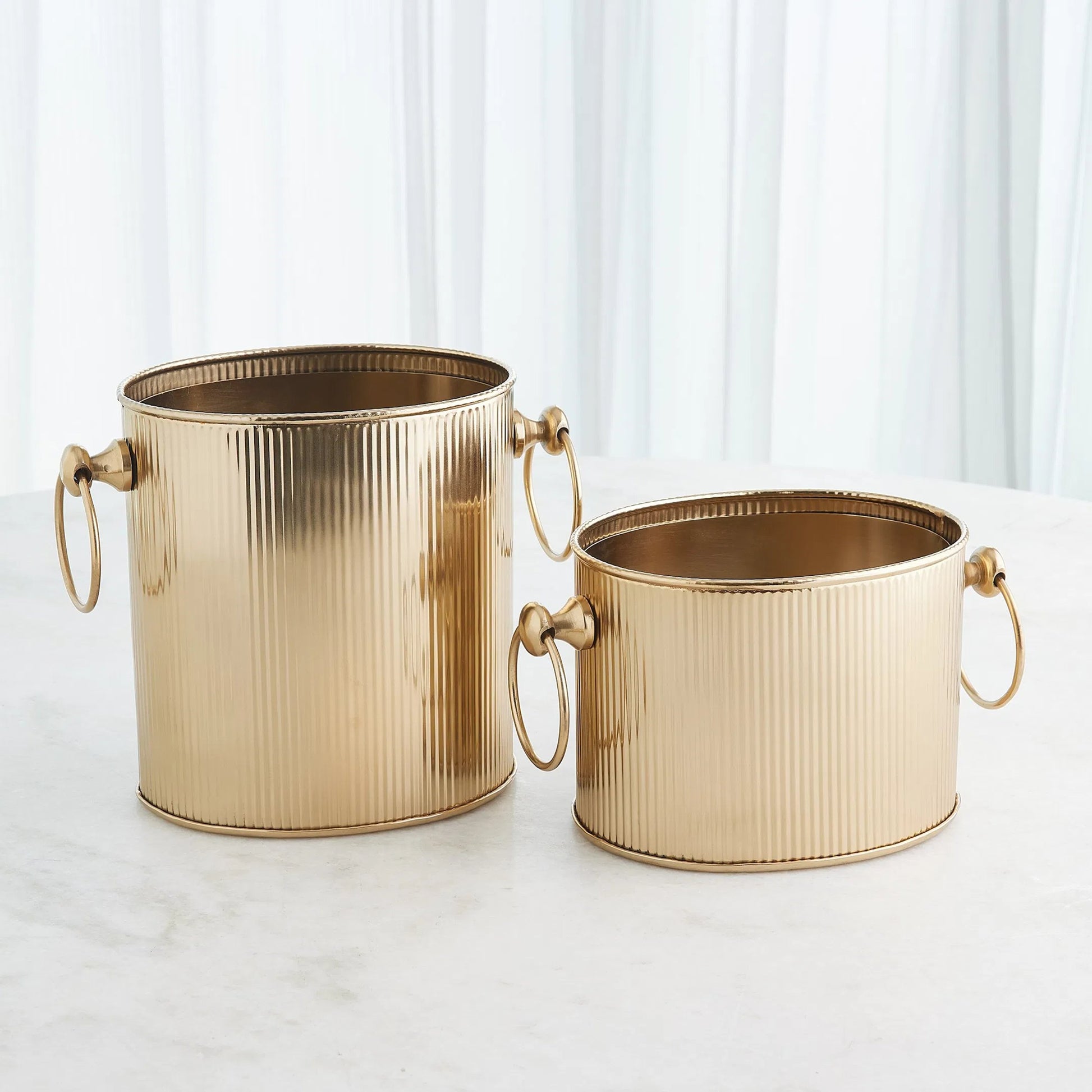 Winston Ice Bucket by Global Views. Made from stainless steel in a modern style.