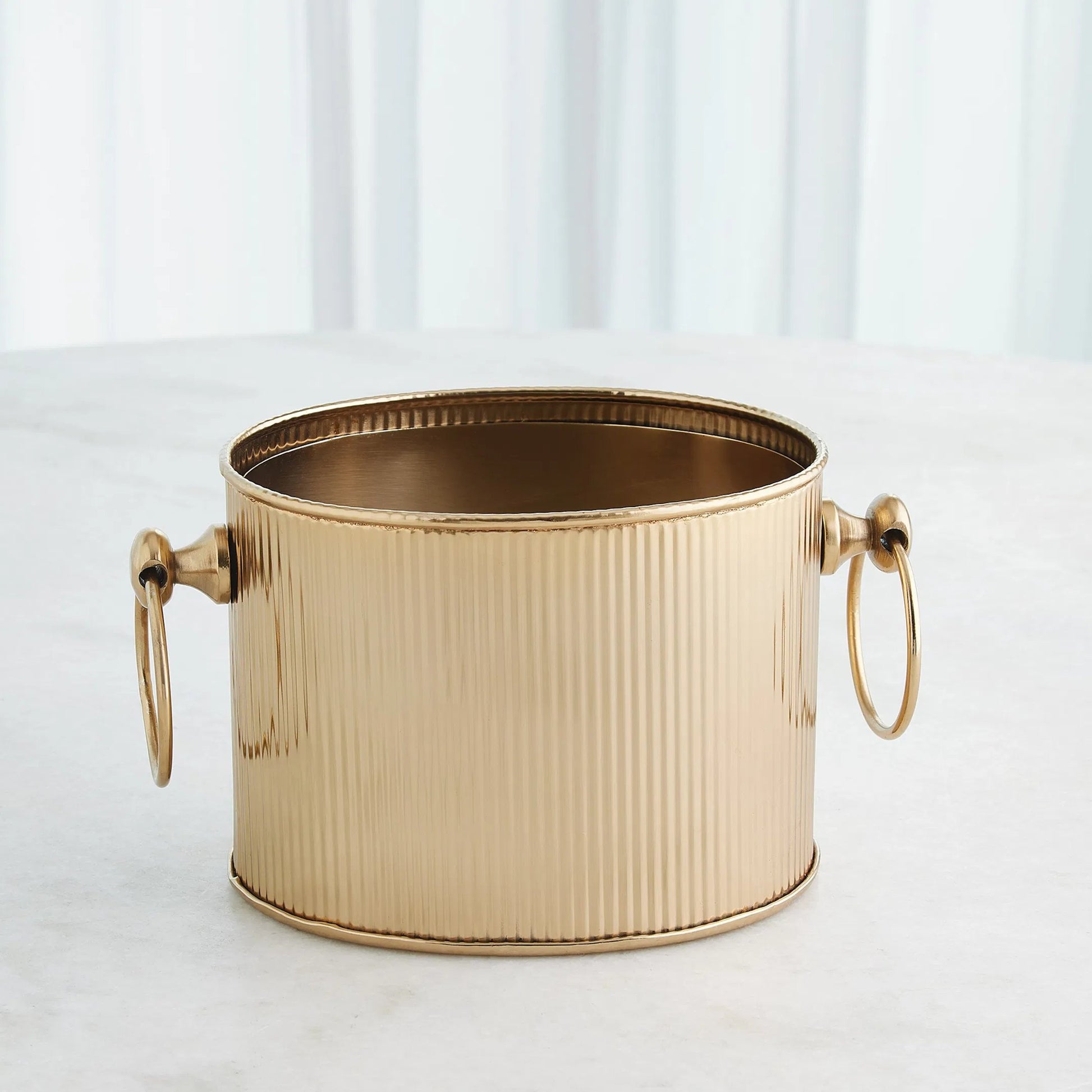 Winston Ice Bucket by Global Views. Made from stainless steel in a modern style.