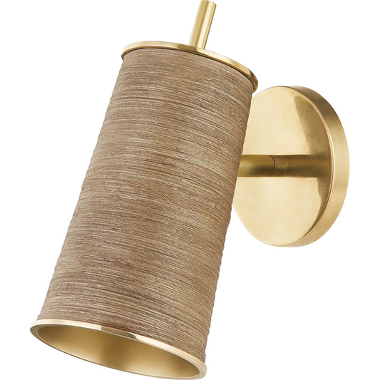 Delran Wall Sconce by Hudson Valley in aged brass. Made from brass in a cottage & farmhouse style.
