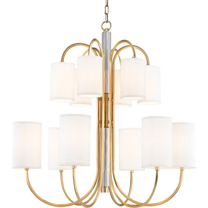 Junius Chandelier by Hudson Valley in polished nickel. Made from brass in a transitional style.