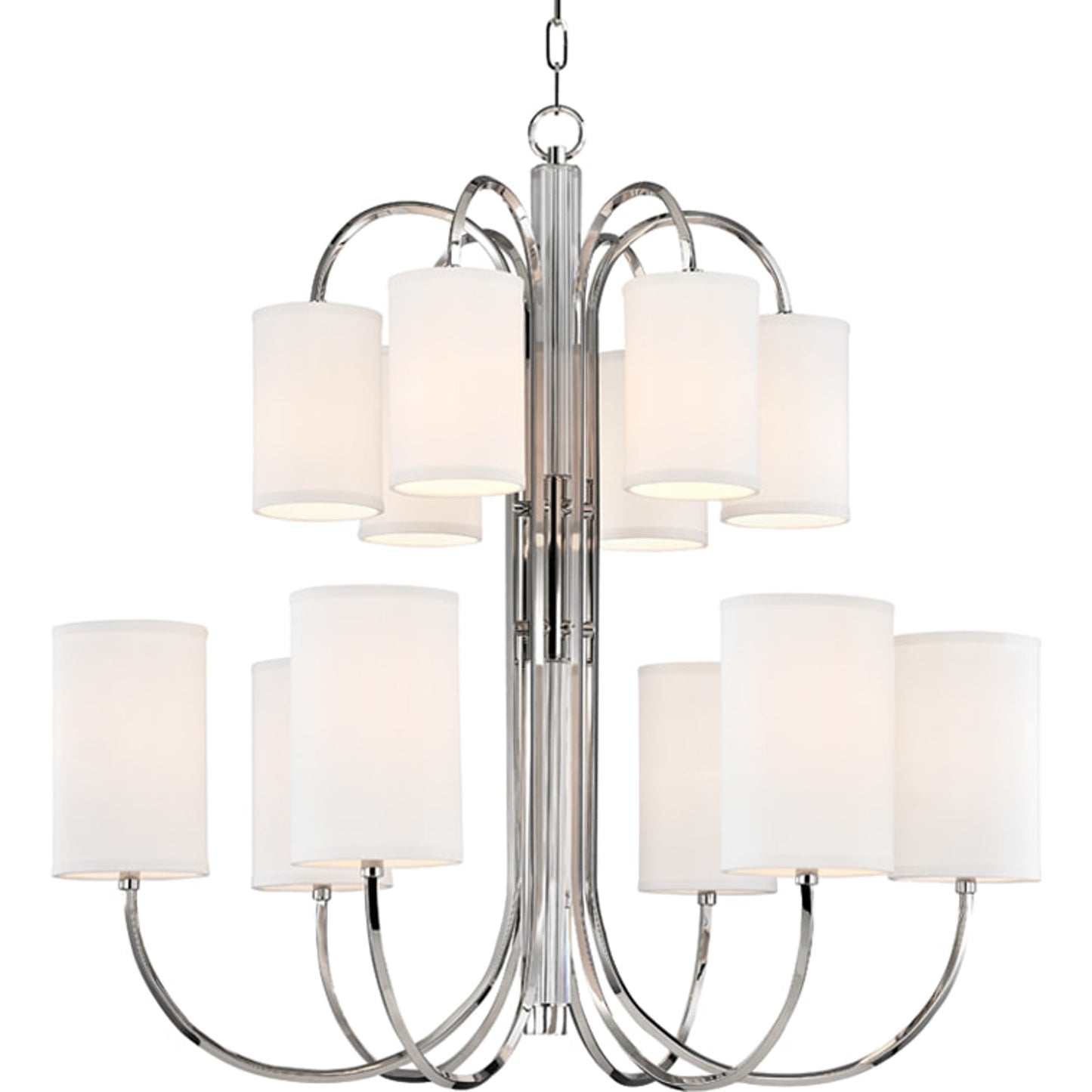 001 S-312664 | Primary Silo | Junius Chandelier by Hudson Valley in polished nickel. Made from brass in a transitional style.
