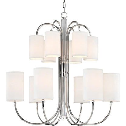 Junius Chandelier by Hudson Valley in polished nickel. Made from brass in a transitional style.