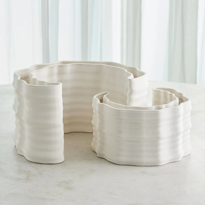 Crescent Printed Vase by Global Views in matte white. Made from unique in a modern style.