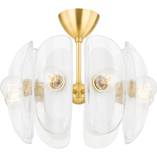 Hilo Semi Flush by Hudson Valley in aged brass. Made from steel in a modern style.