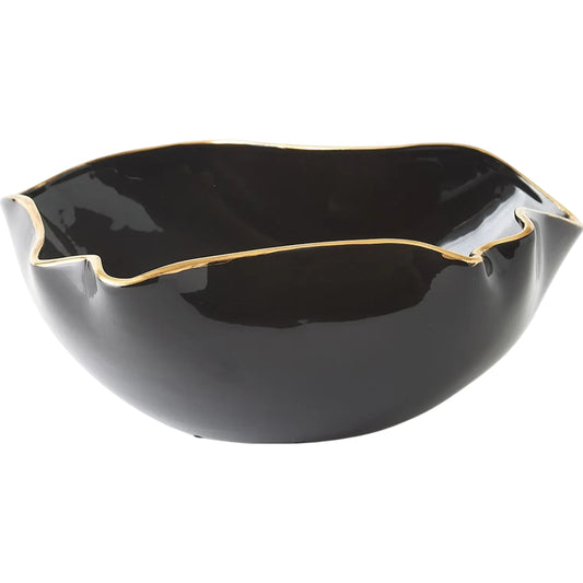 Currents Bowl by Global Views in black and black gloss. Made from unique in a unique style.