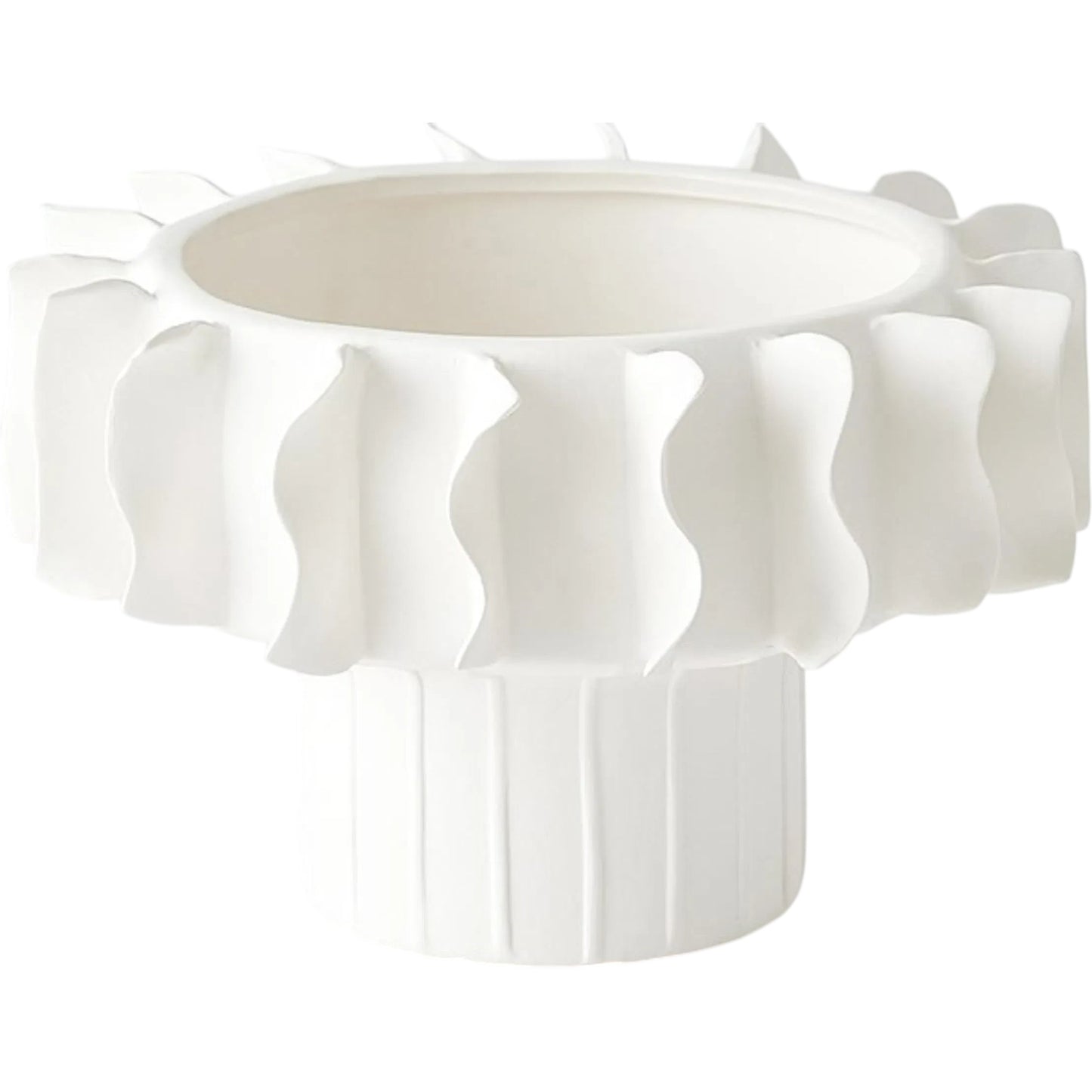 001 SI-2323632 | Primary Silo | Frilled Bowl by Global Views in white and matte white. Made from unique in a modern style.
