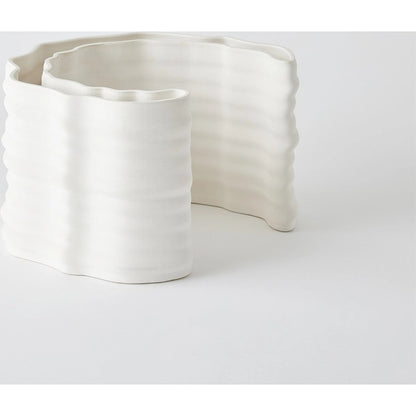 Crescent Printed Vase by Global Views in matte white. Made from unique in a modern style.