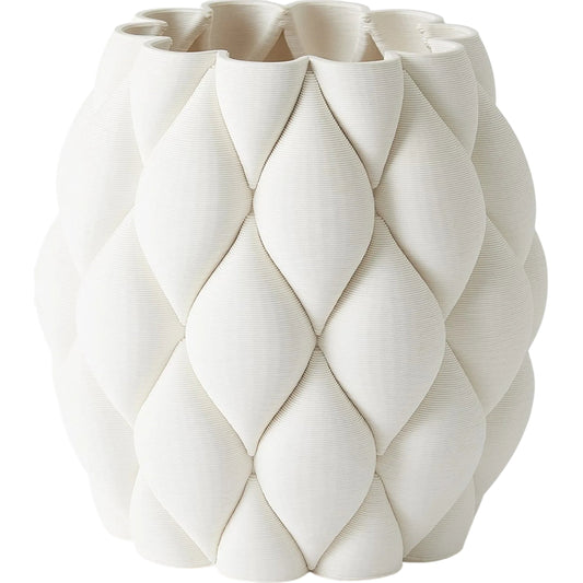 Pillowed Printed Vase by Global Views in white and matte white. Made from unique in a unique style.