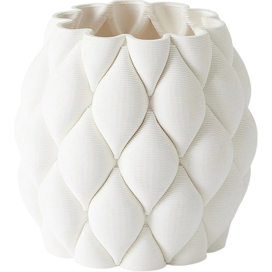 Pillowed Printed Vase by Global Views in white and matte white. Made from unique in a unique style.