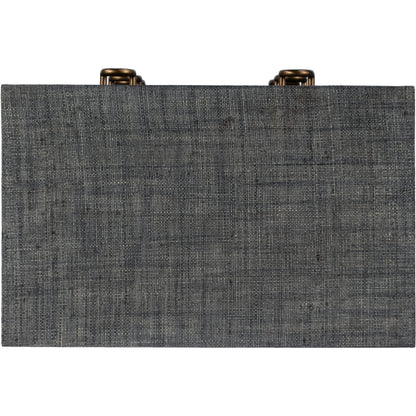 Chatham Raffia Chest by Butler Specialty Company in charcoal and charcoal raffia. Made from gmelina beechwood solids, mdf, oak veneer, saguran raffia, aluminum in a modern style.
