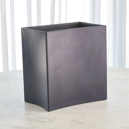 Folded Leather Wastebasket by Global Views. Made from leather in a modern style.