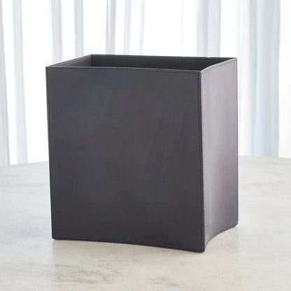 Folded Leather Wastebasket by Global Views. Made from leather in a modern style.