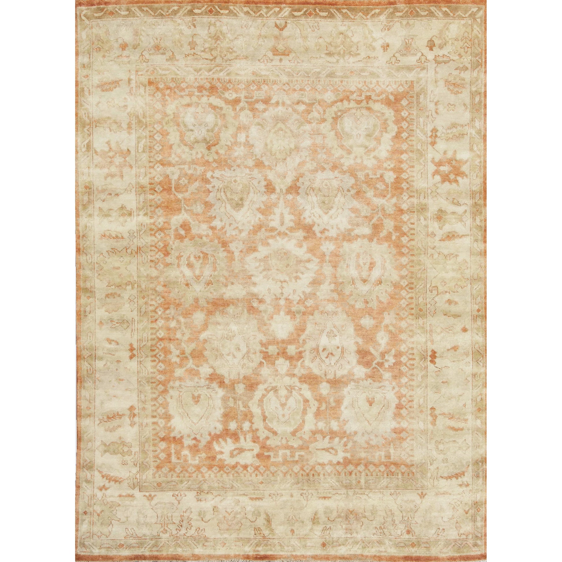 Antique Weave Oushak Rug - Rust, Ivory by Exquisite Rugs in rust, ivory. Made from new zealand wool in a unique style.
