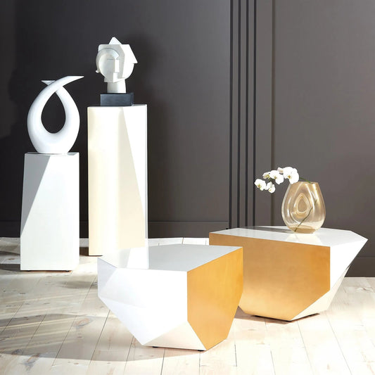 Facet Pedestal by Global Views in ivory. Made from unique in a modern style.