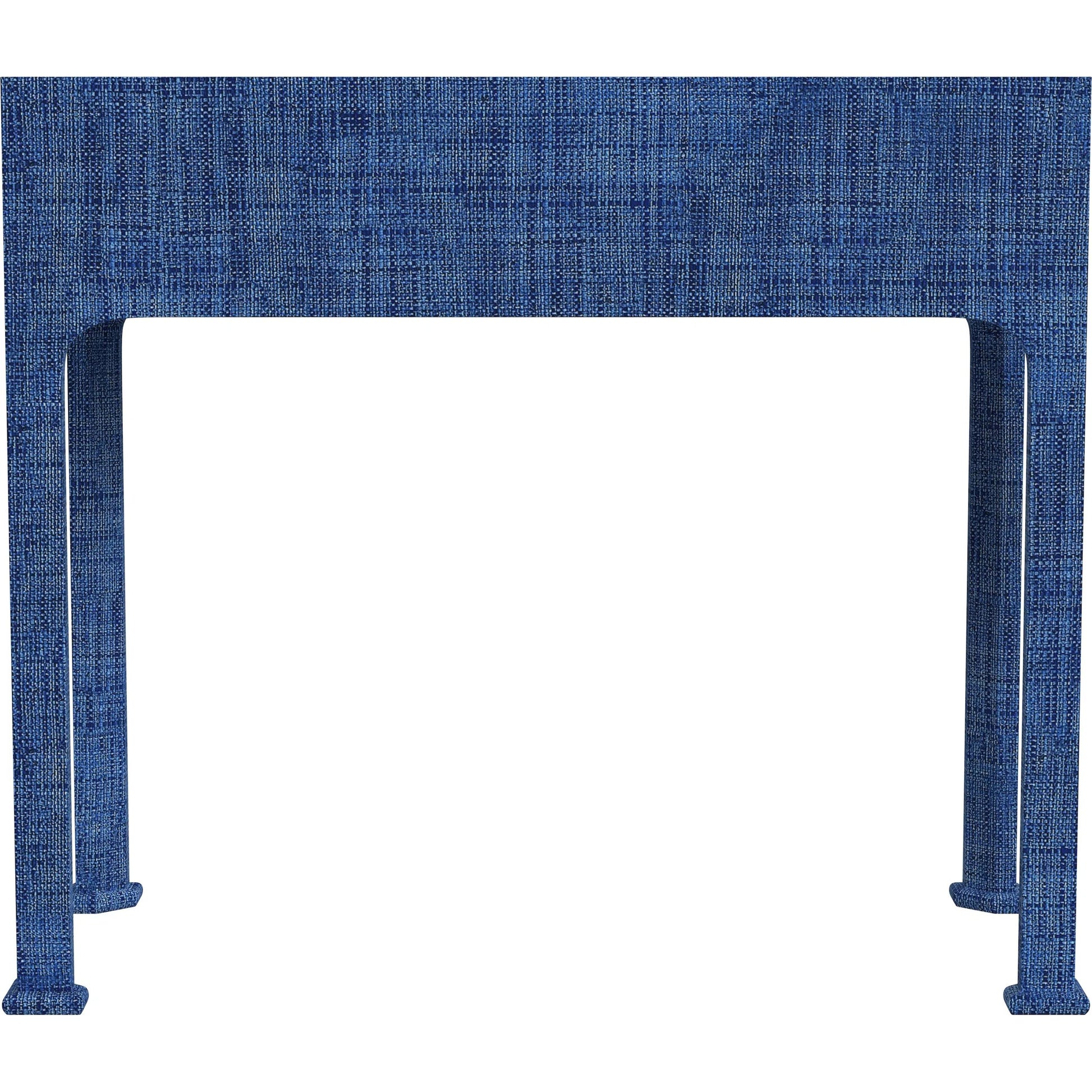 Chatham Console Table by Butler Specialty Company in blue raffia. Made from gmelina arborea wood, mdf, maple veneer, raffia, aluminum in a unique style.
