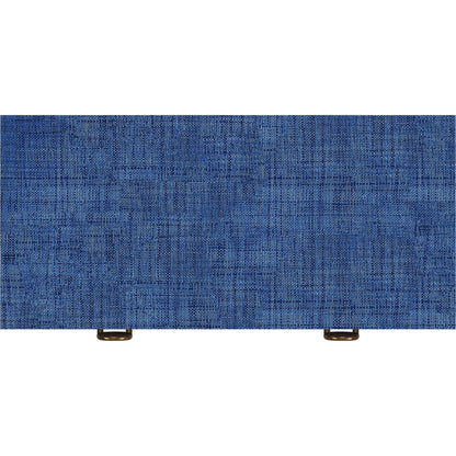 Chatham Console Table by Butler Specialty Company in blue raffia. Made from gmelina arborea wood, mdf, maple veneer, raffia, aluminum in a unique style.