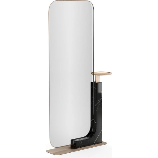 Overlap Floor Mirror by Caracole in whisper of gold. Made from stone in a modern style.