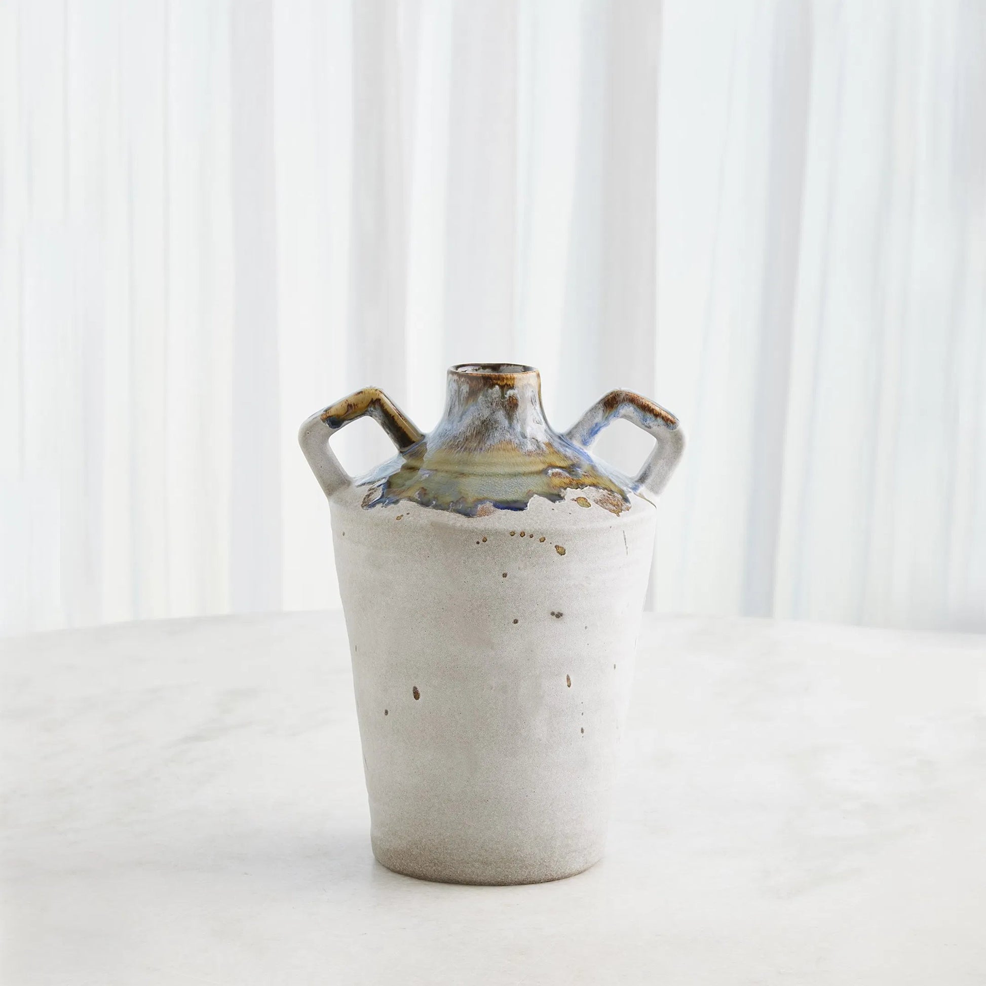 Volcan Handled Jar by Global Views in grey, reactive green. Made from ceramic in a eclectic & global style.