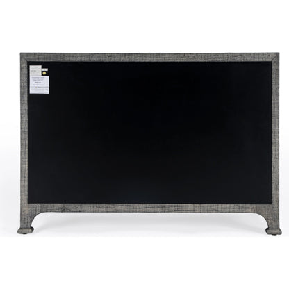 Chatham Raffia 6 Drawer Dresser by Butler Specialty Company in charcoal and charcoal raffia. Made from gmelina beechwood solids, mdf panel with maple veneer, raffia, aluminium in a modern style.