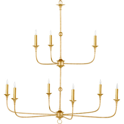 Nottaway Two-Tier Chandelier by Currey and Company. Made from wrought iron in a traditional style.
