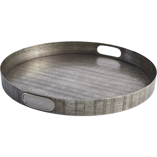Kokoro Etched Round Tray by Global Views. Made from iron in a eclectic & global style.