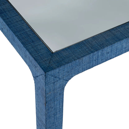 Chatham Raffia Coffee Table by Butler Specialty Company. Made from saguran raffia, glass, gmelina arborea wood in a unique style.