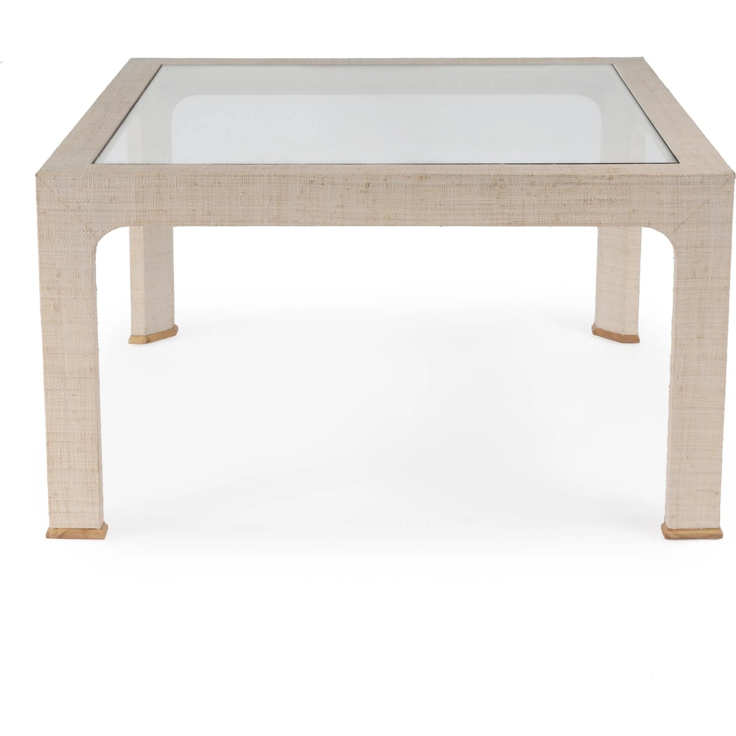 019 SI-2333906 | Unknown | Chatham Raffia Coffee Table by Butler Specialty Company. Made from saguran raffia, glass, gmelina arborea wood in a unique style.