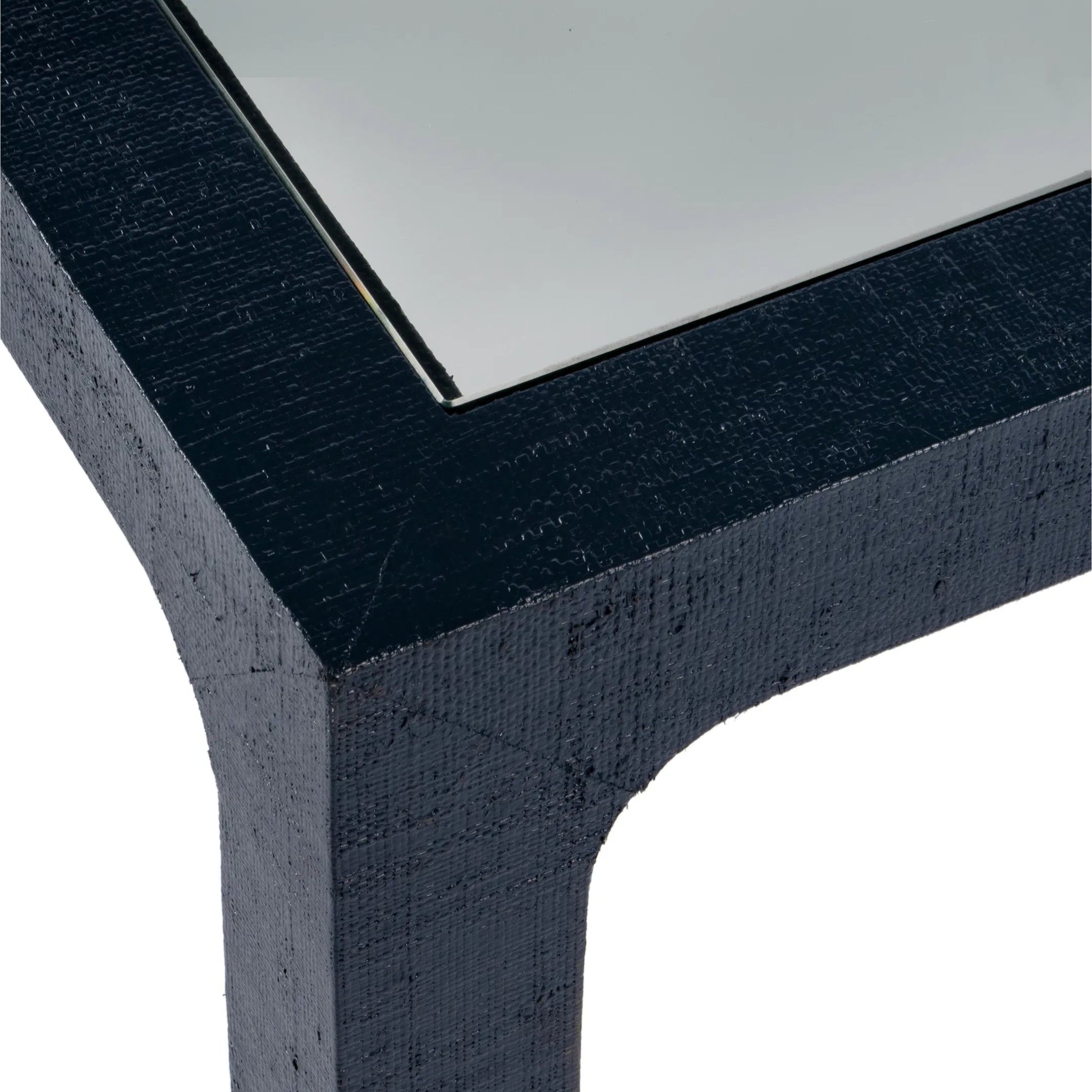 Chatham Raffia Coffee Table by Butler Specialty Company. Made from saguran raffia, glass, gmelina arborea wood in a unique style.