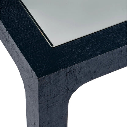 Chatham Raffia Coffee Table by Butler Specialty Company. Made from saguran raffia, glass, gmelina arborea wood in a unique style.