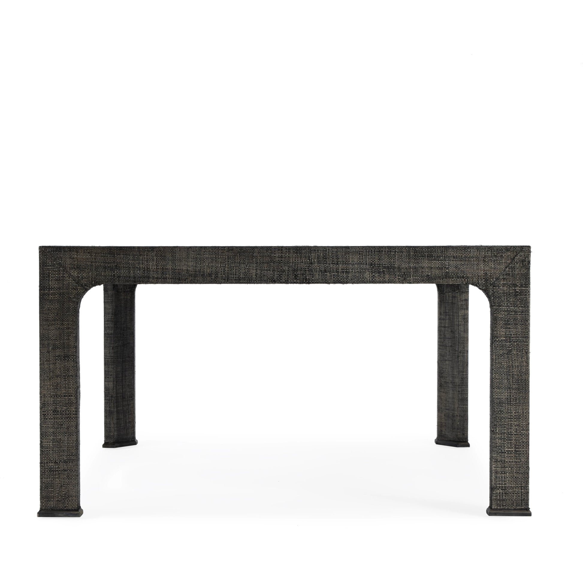Chatham Glass and Raffia Square 36" Coffee Table by Butler Specialty Company in charcoal and charcoal raffia. Made from saguran raffia, glass, gmelina beechwood solids in a modern style.