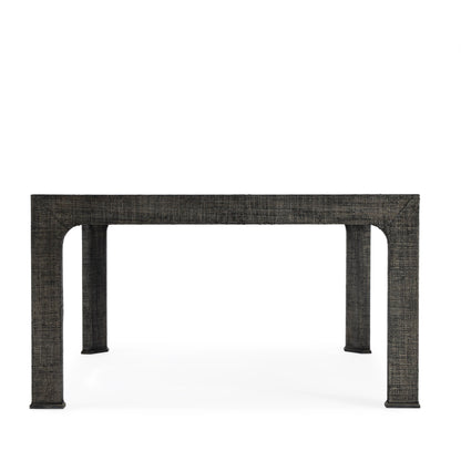 Chatham Glass and Raffia Square 36" Coffee Table by Butler Specialty Company in charcoal and charcoal raffia. Made from saguran raffia, glass, gmelina beechwood solids in a modern style.
