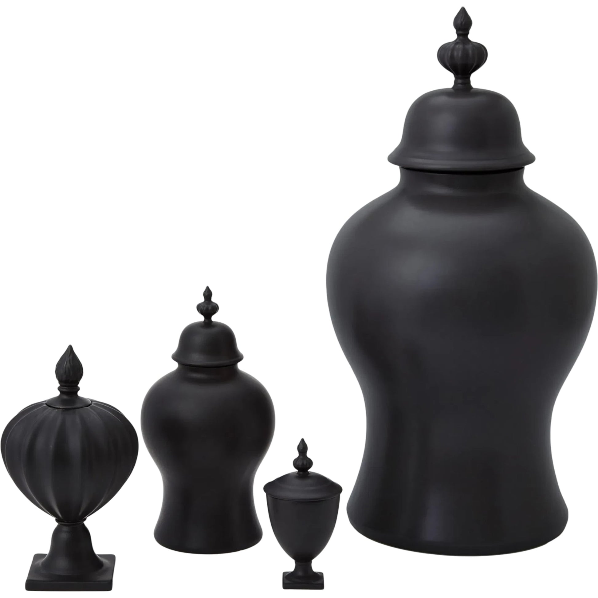 Beaufort Flame Bottle by Global Views in matte black. Made from porcelain in a transitional style.