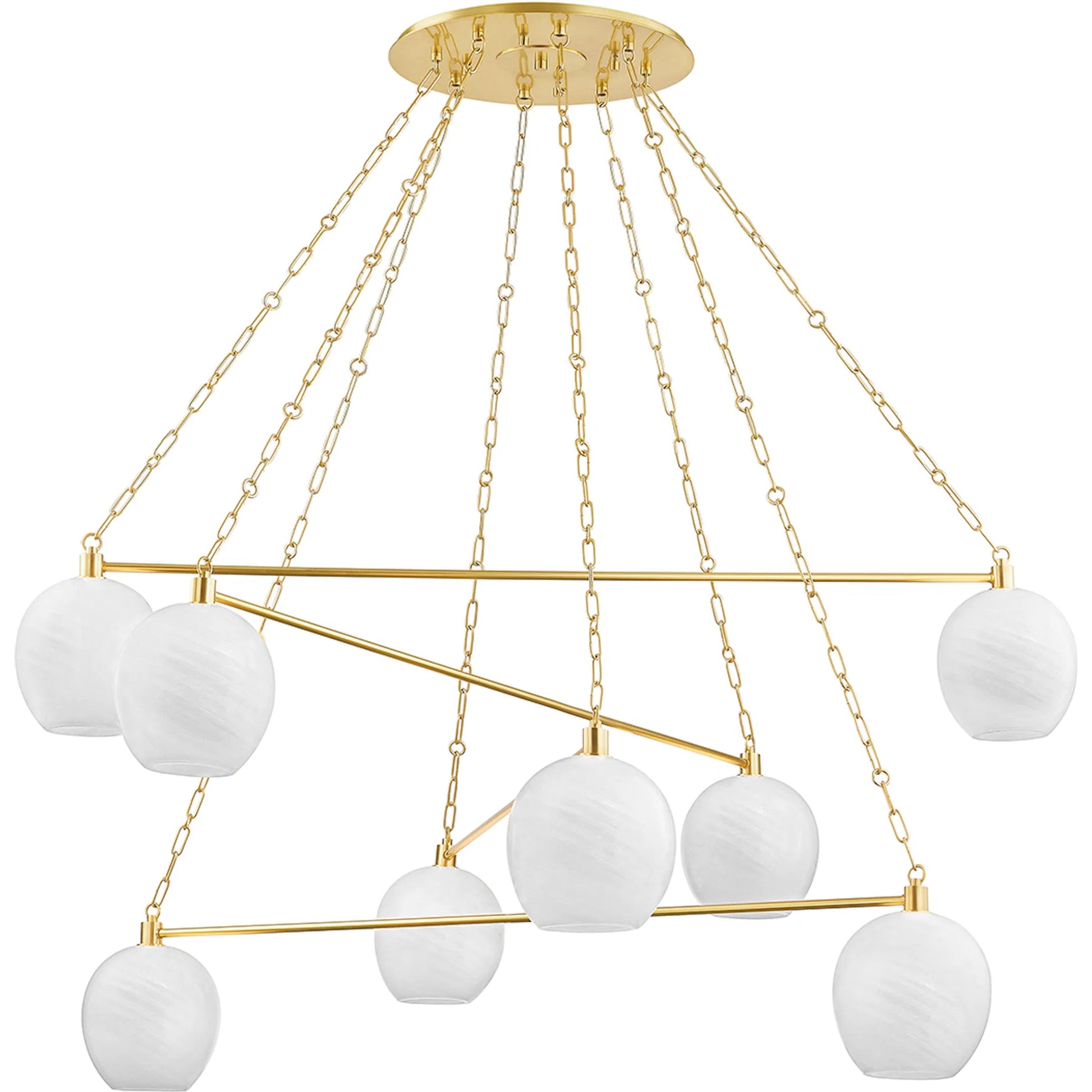 Asbury Park 8 Light Chandelier by Hudson Valley in aged brass. Made from steel in a modern style.