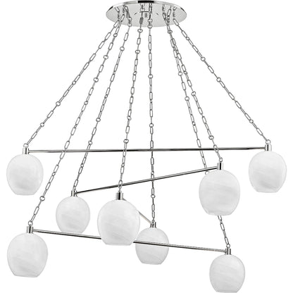 Asbury Park 8 Light Chandelier by Hudson Valley in aged brass. Made from steel in a modern style.