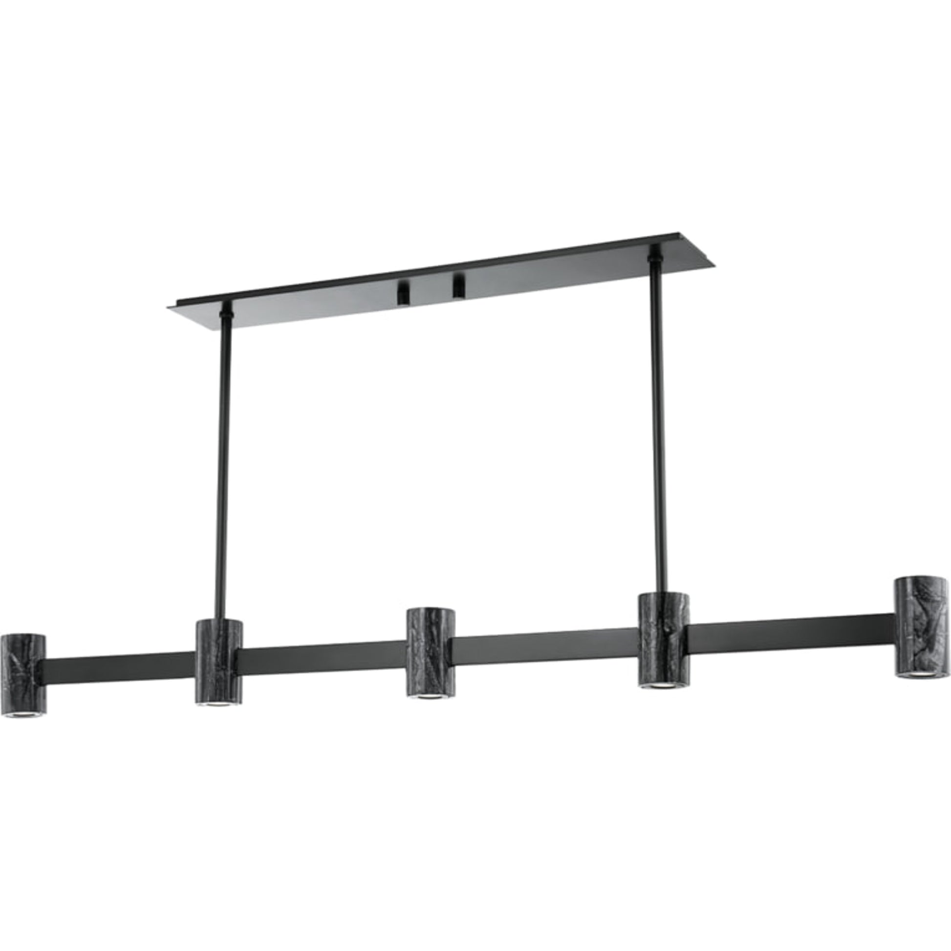 Predock Linear Chandelier by Hudson Valley in black brass. Made from steel in a modern style.
