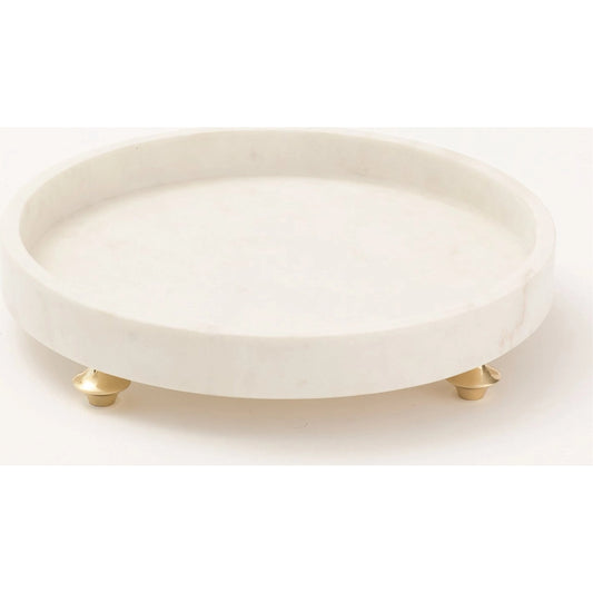Quintessential Round Tray by Global Views. Made from marble in a traditional style.