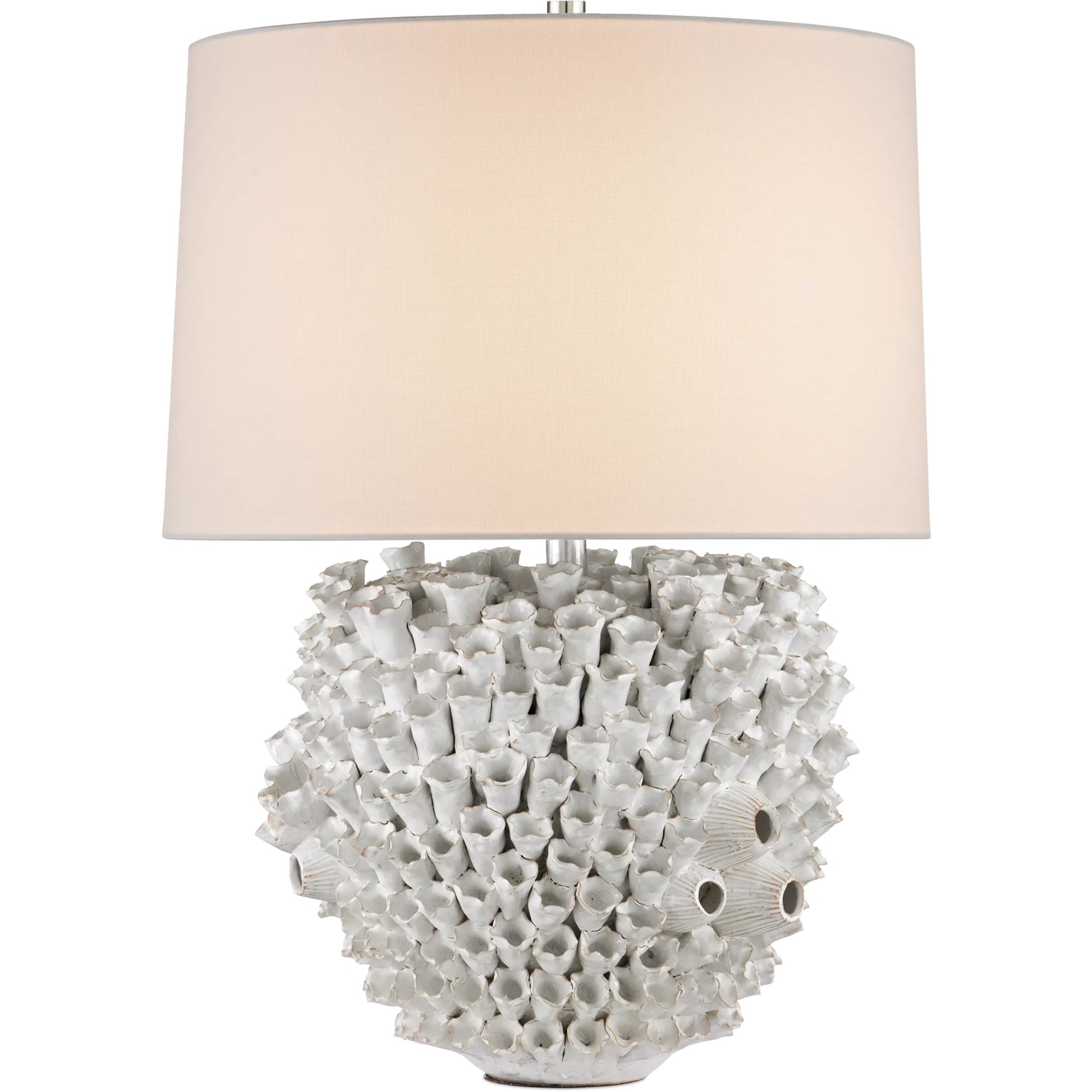 Manitapi Table Lamp by Currey and Company in white. Made from ceramic in a eclectic & global style.