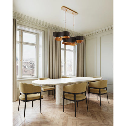 Grand Lotus Oval Chandelier by Currey and Company. Made from wrought iron in a modern style.