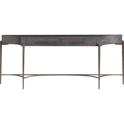 Curated Oslo Console Table by Universal Furniture in oil rubbed bronze and oak. Made from unique in a transitional style.