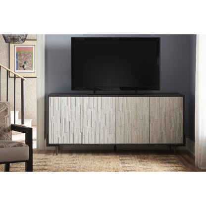 Curated Olso Entertainment Console by Universal Furniture in onyx and onyx. Made from unique in a modern style.