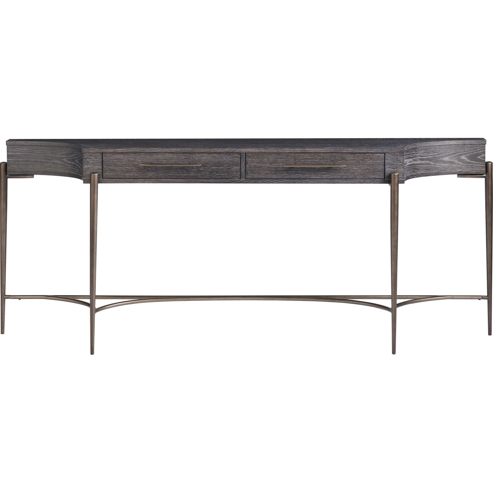 Curated Oslo Console Table by Universal Furniture in oil rubbed bronze and oak. Made from unique in a transitional style.