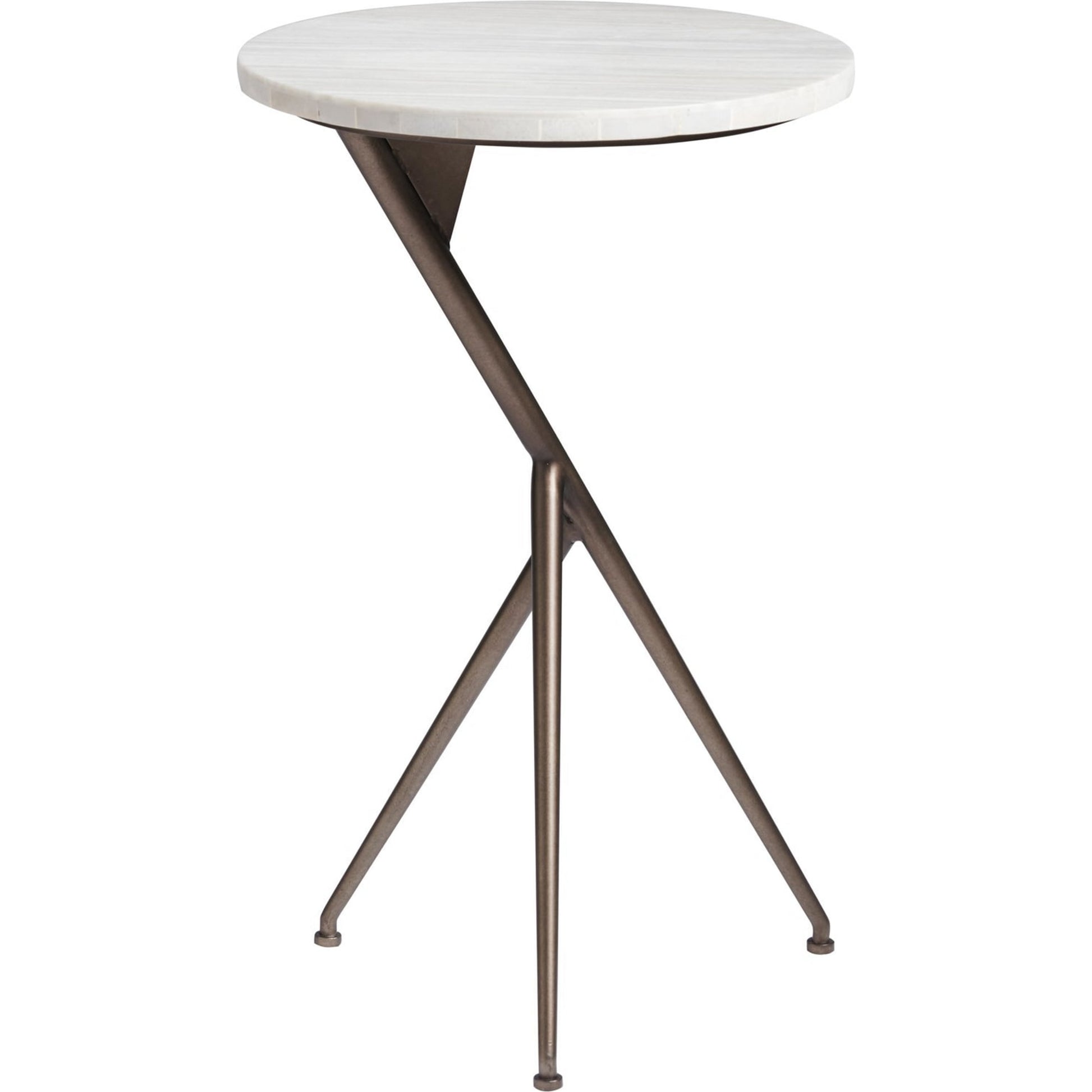 Curated Oslo Round End Table by Universal Furniture in oil rubbed bronze and chipped stone. Made from unique in a modern style.