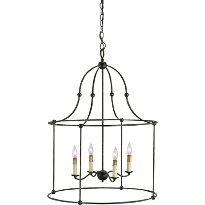 Fitzjames Lantern by Currey and Company in mayfair. Made from wrought iron in a traditional style.