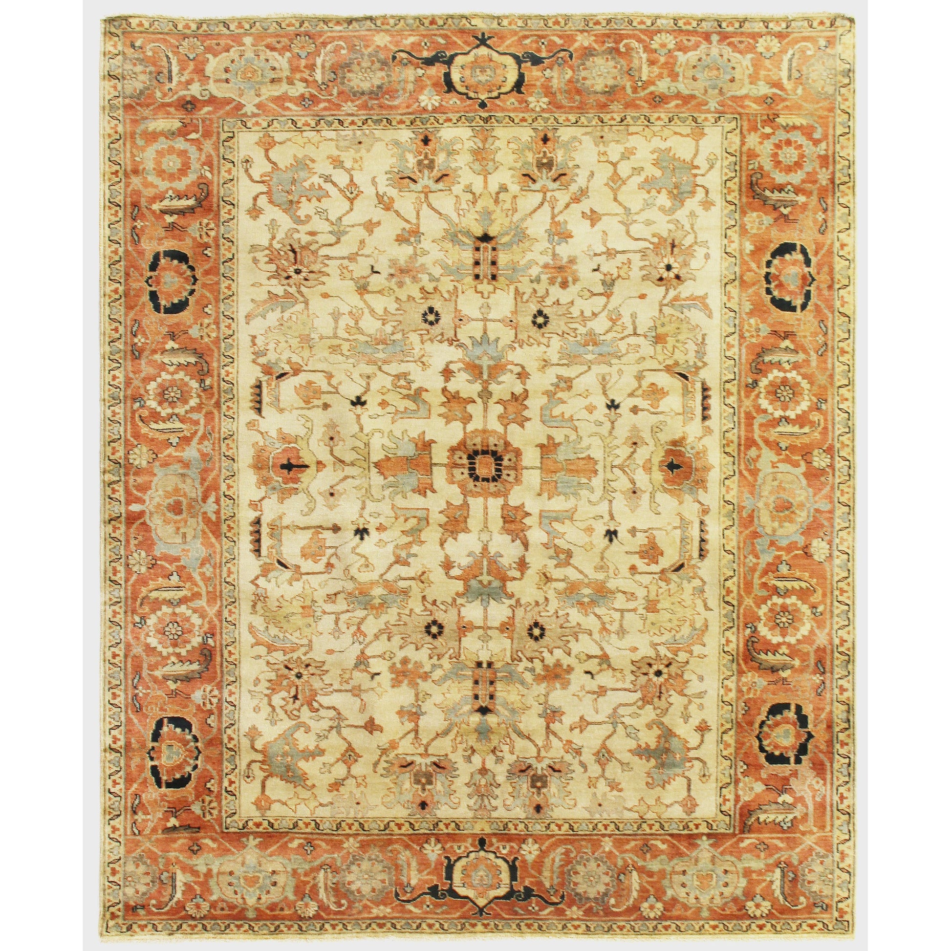Antique Weave Serapi Area Rug by Exquisite Rugs in ivory, rust. Made from new zealand wool in a unique style.